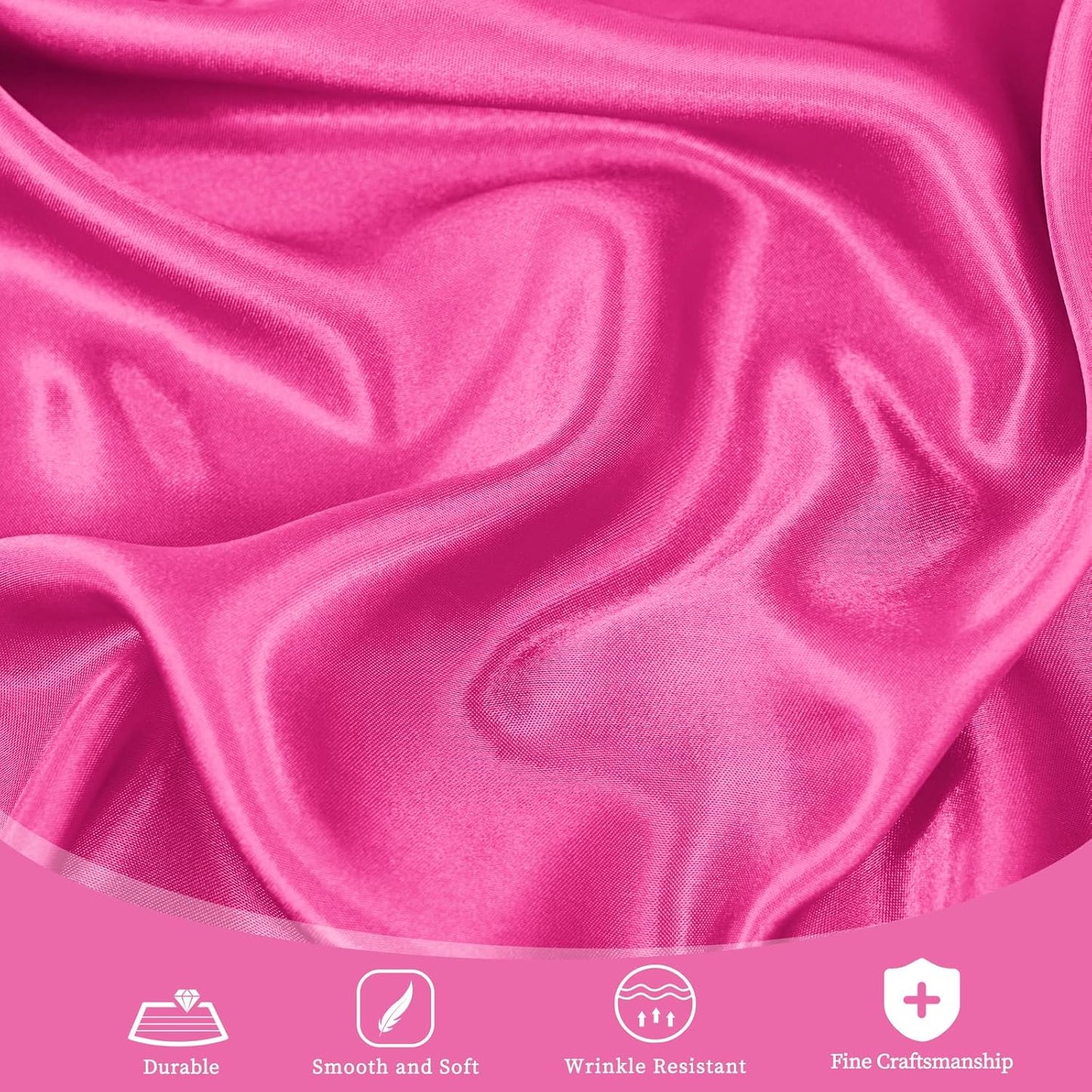 fani 6 Pack 120 Inch Hot Pink Satin Tablecloth - Silky Round Tablecloth Overlay Smooth Fabric Table Cover, Bright Table Decoration for Wedding Party Banquet Events Restaurant Kitchen Dining