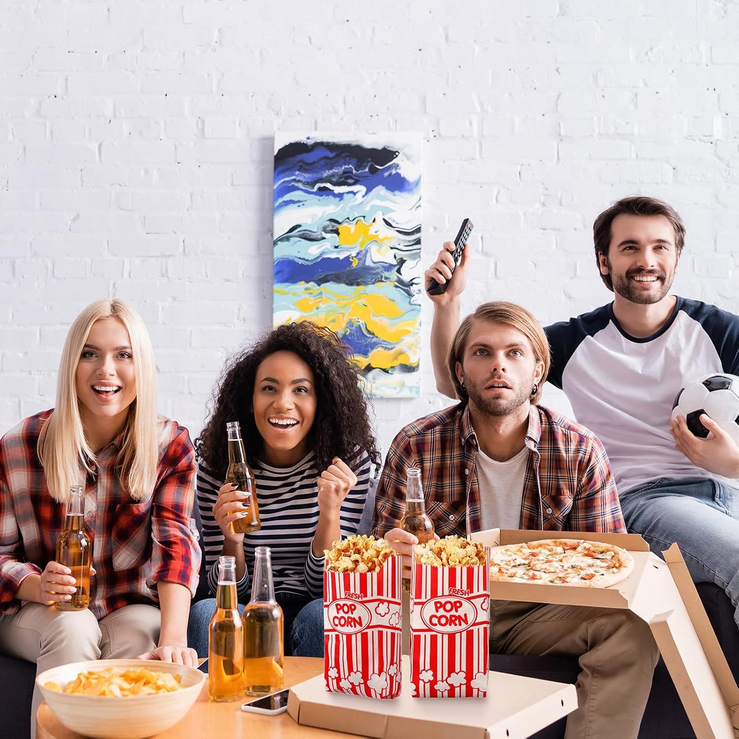 300 Pcs Popcorn Bags Paper Grease Resistant Popcorn Bags Disposable Red and White Striped Popcorn Container for Family Movie Night Movie Party Carnival Theater Popcorn Machine (1 oz)