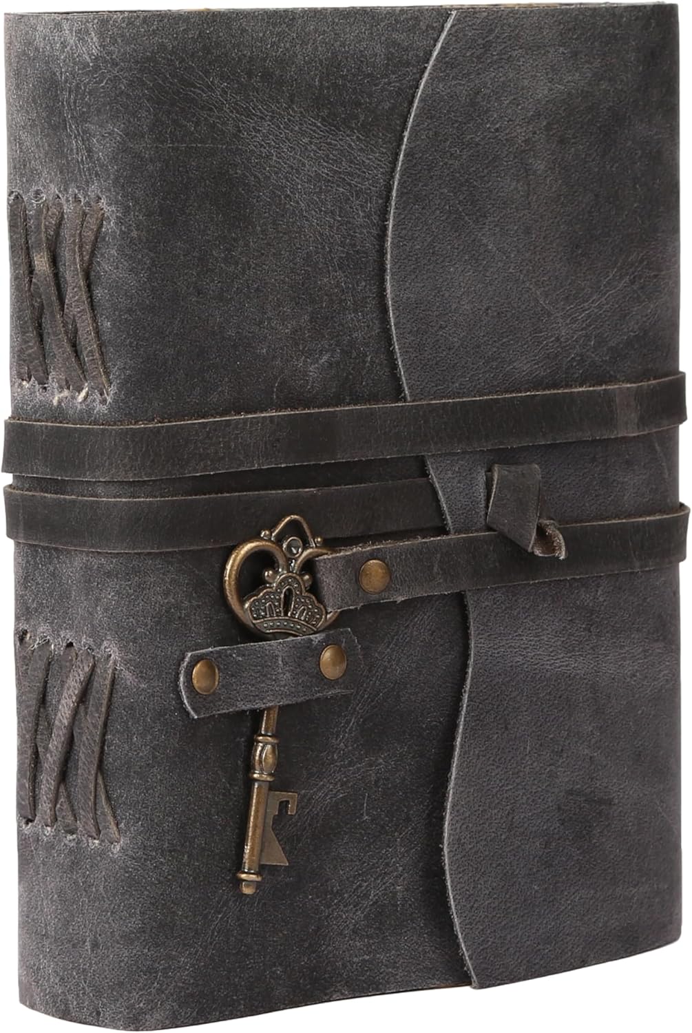 Leather Journal with Lined and Unlined Deckle Edge Paper 8x6 inch and Vintage Key | Handmade Writing Notebook Diary | Bound Daily Notepad for Men & Women Medium, Sketch/Writing pad for Artists