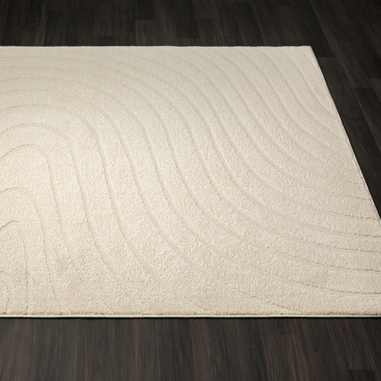 LUXE WEAVERS Modern Geometric Wave Cream 2x8 Area Rug