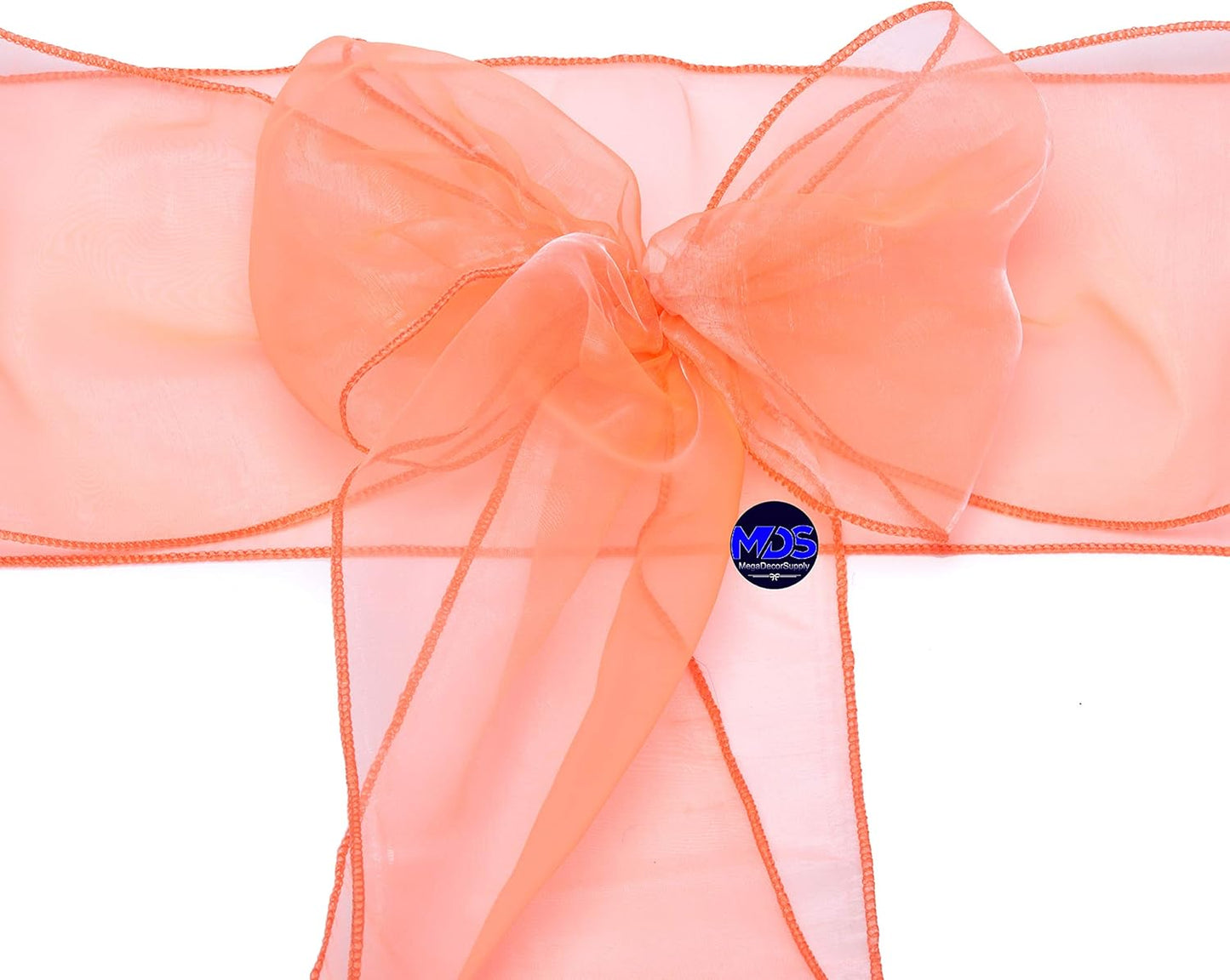 MDS Pack of 150 PCS Organza Chair Sashes Wider Dining Chair Bows Ribbon Tie Back for Wedding Party Birthday Bridal Shower Reception Event Banquet Home Chair Cover Decoration - Light Orange