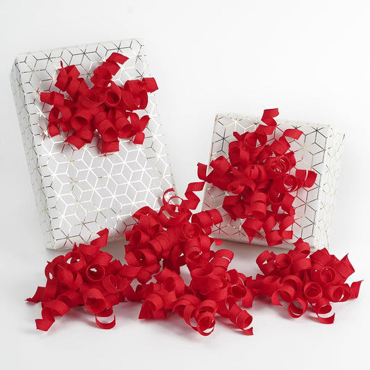 HUIHUANG Red Bows for Gift Wrapping, Red Curly Ribbon Bows Self Adhesive Burst Gift Bow for Christmas Presents, Wine Bottle, Treat Bags, Valentine's Day, Wedding Party Favor - 6 Counts