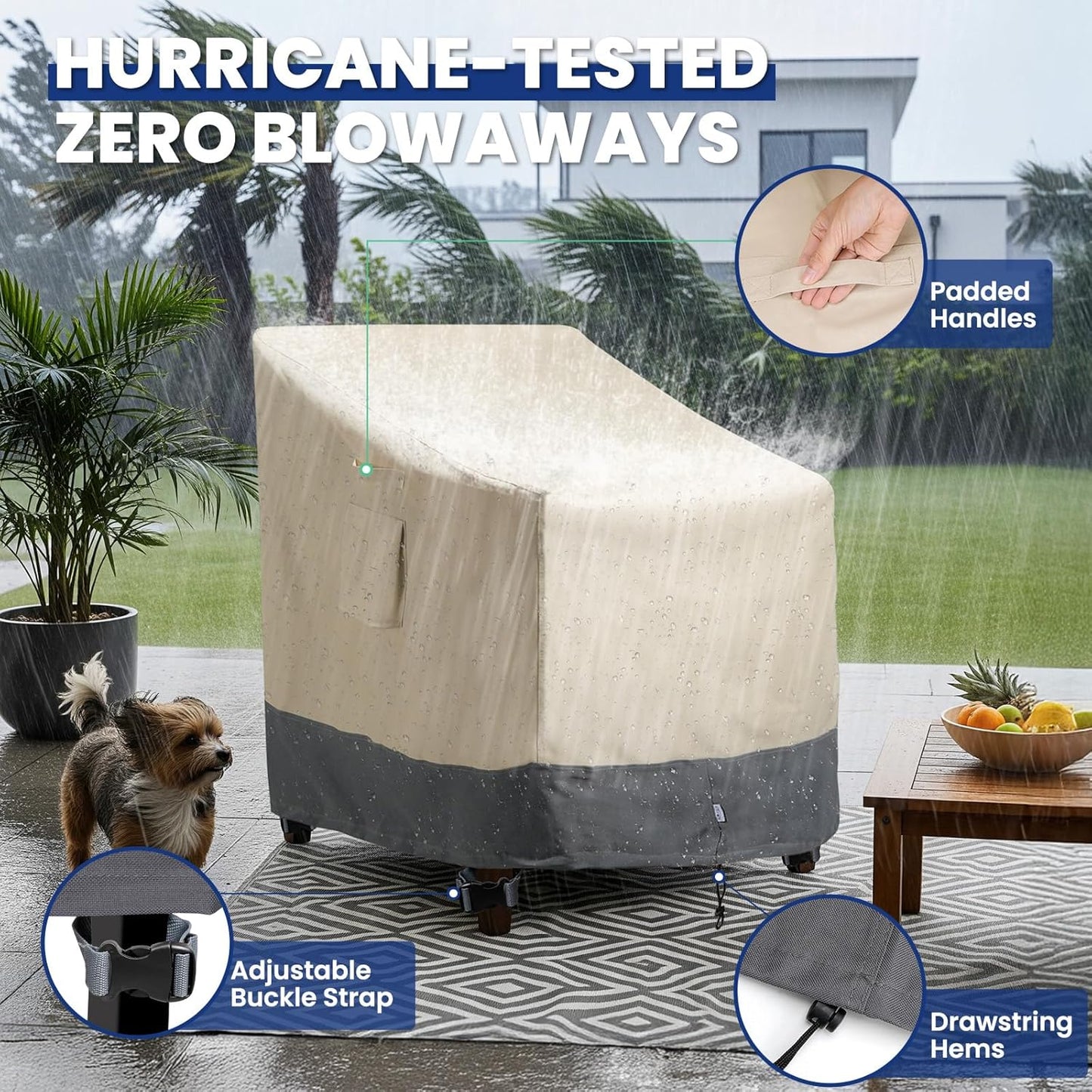 Extra Heavy Duty Patio Chair Covers Waterproof - 2 Pack Patio Furniture Seat Covers for Outdoor Swivel/ Rocking Chair/ Stackable Dining Chairs, with Air Vents, 28" W x 33" D x 38.5" H