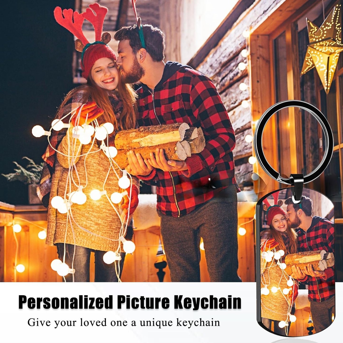 Custom Keychain with Picture, Personalized Keychain with Engraving Photo/Text for Dad, Mom