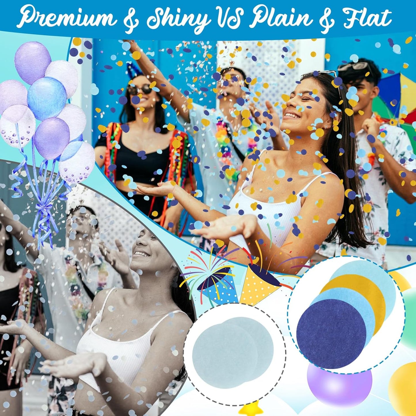 RYKOMO 10000 Pieces 1 Inch Round Tissue Paper 3.5oz Table Confetti Dots Blue Round Tissue Confetti for Craft DIY Scrapbooking Birthday Party Festival