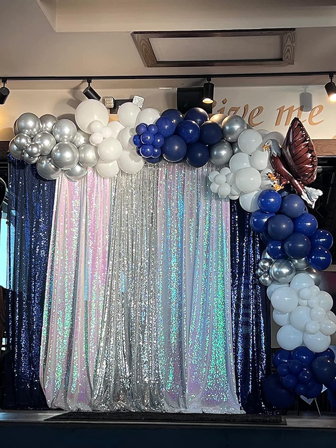 Navy Blue Sequin Backdrop Curtains 1 Panel 8FTx8FT Glitter Navy Blue Photo Backdrop Drapes Party Wedding Baby Shower Curtain Sparkle Photography Background Backdrop