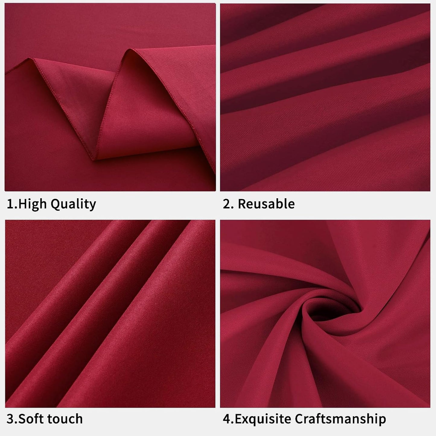 Burgundy 6 Pack Round 60 Inch Tablecloth, Premium Polyester Table Cloth Washable Table Cover Stain and Wrinkle Resistant Decorative Table Cover for Party Wedding