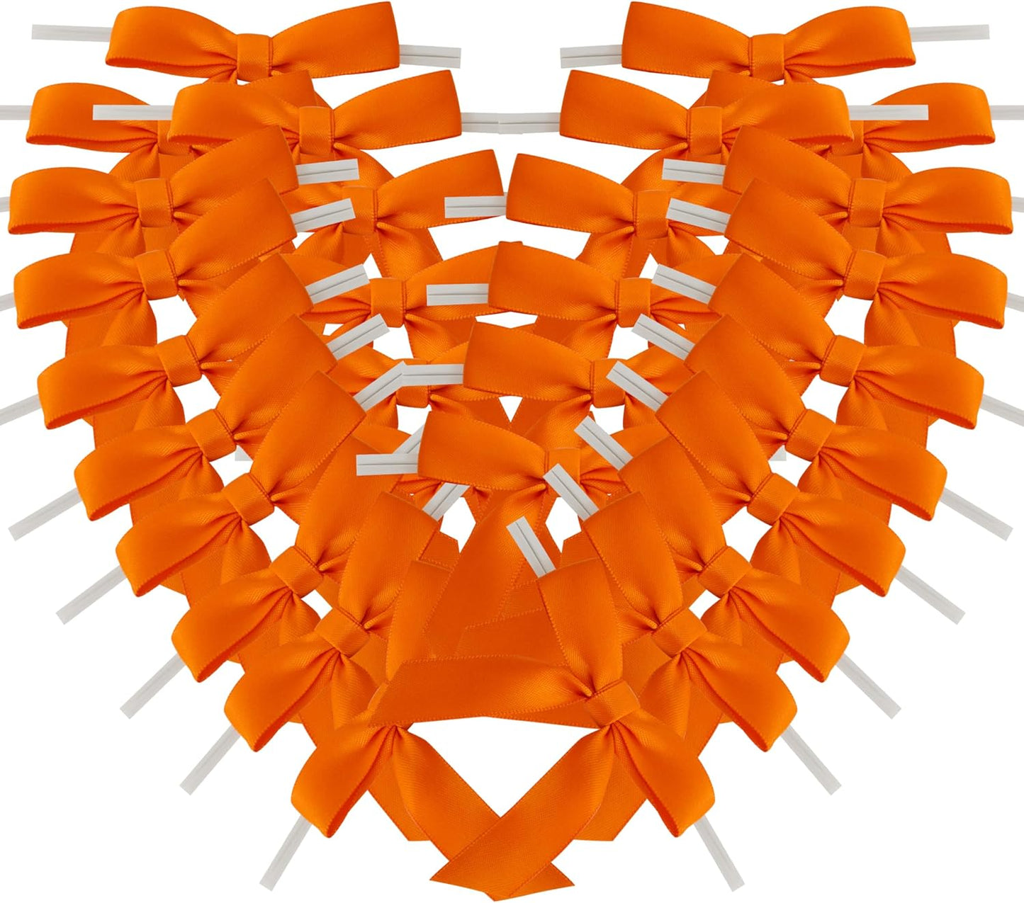 50pcs 2-1/2" Orange Twist Ties Satin Ribbon Bows in Pumpkin Color for Thanks Giving Halloween Wrapping Twist Tie Bows Hot Cutting(Orange)