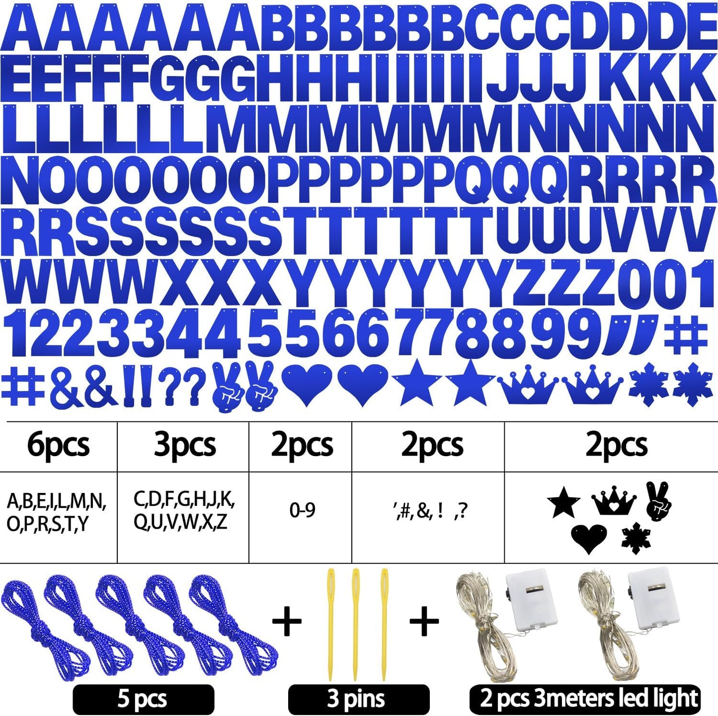 167Pcs DIY Glitter Customizable Banner Kit Happy Birthday Letter Hanukkah Custom Banners Happy New Year Personalized Banner for Christmas Baby Shower Birthday Party Decoration (Shiny Sapphire blue)