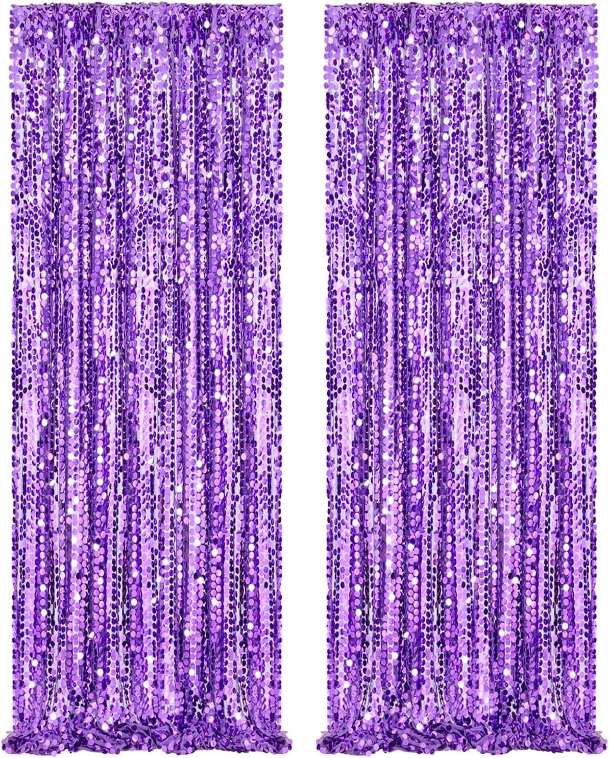 Backdrop Curtains 2 Packs 4x8FT Purple Party Theme Decoration Wedding Sequin Background