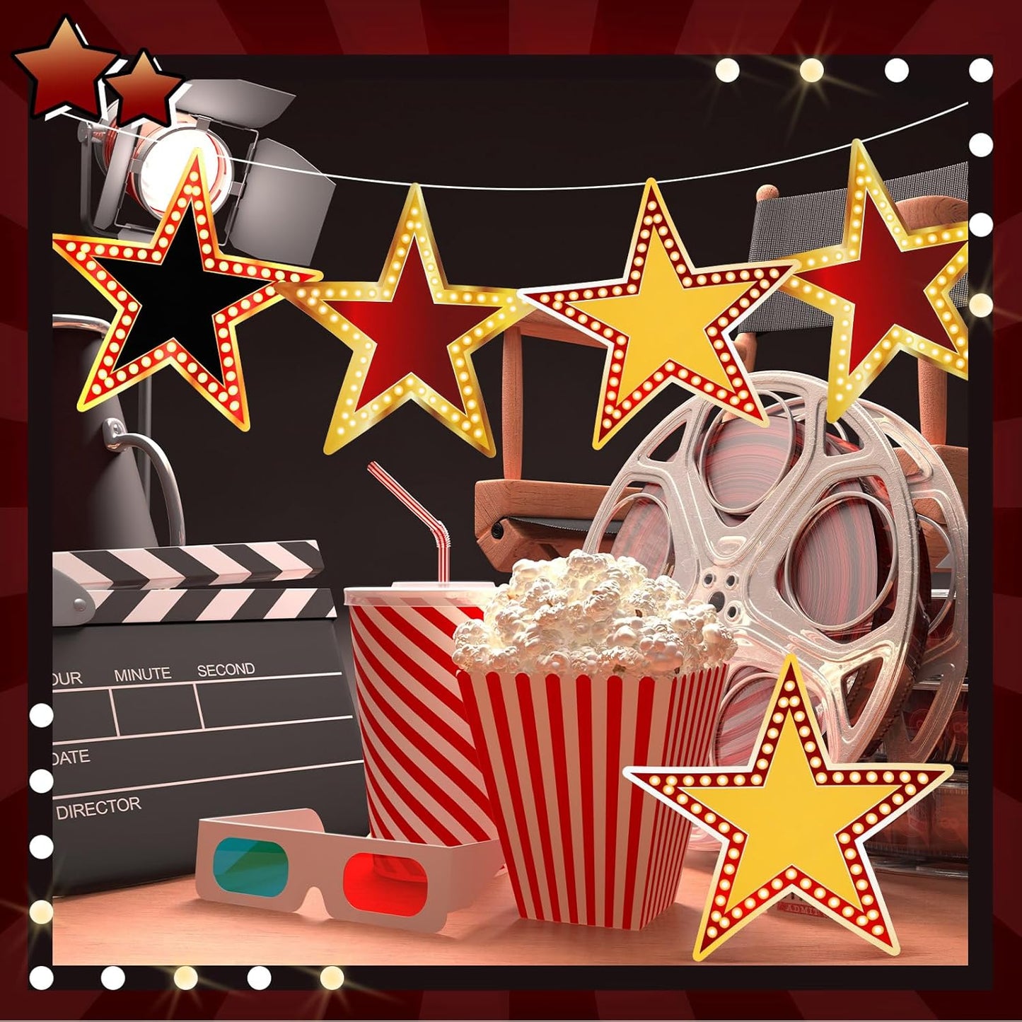 Geosar 48 Pcs Movie Star Cardboard Red Carpet Awards Night Cutouts Confetti Cutouts for Bulletin Board Movie Party Decoration Supply Wall (11 Inch)