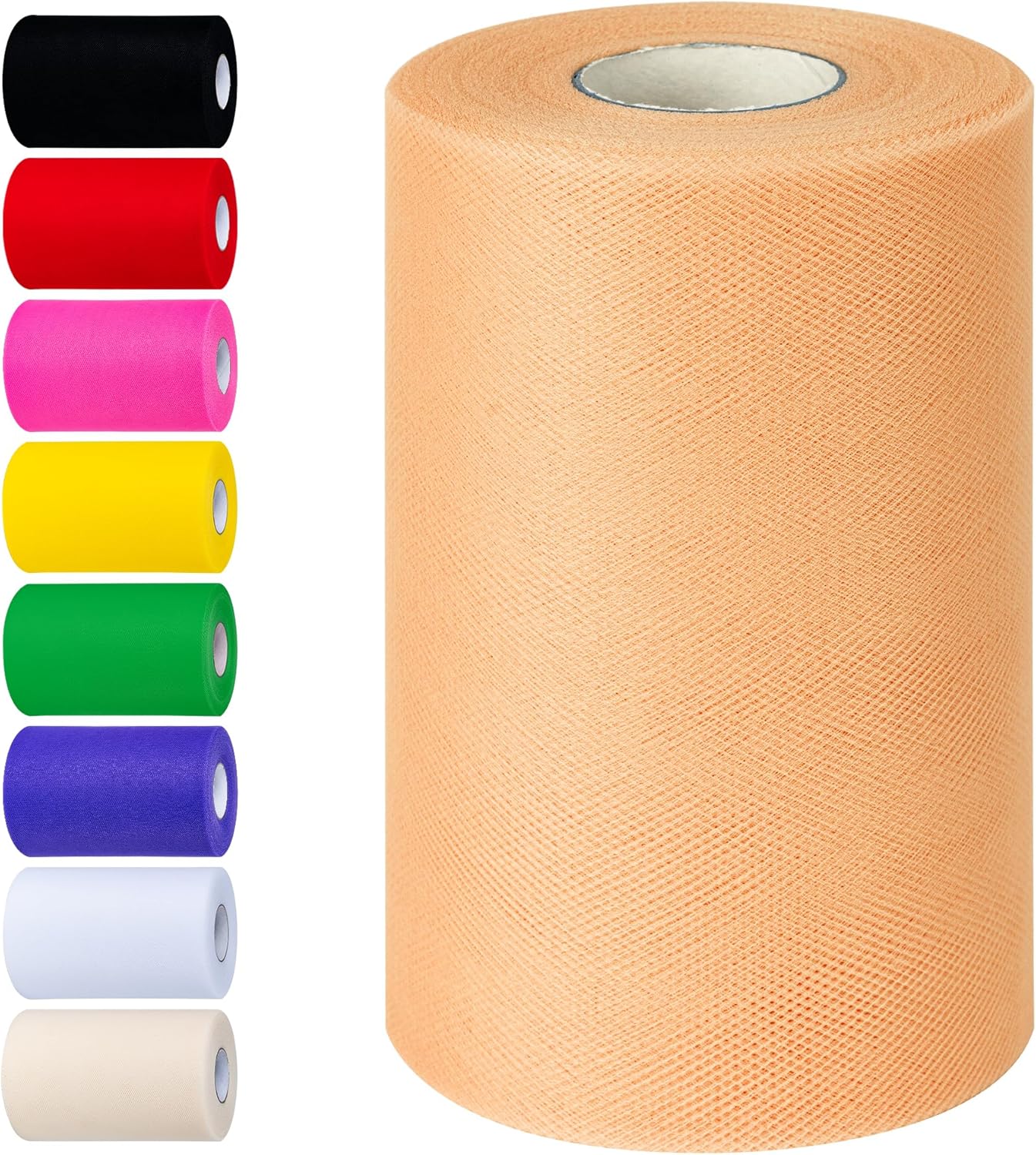 Beige Tulle Fabric Rolls 6 Inch by 100 Yards (300 feet) Tulle Roll Spool Fabric for DIY Tutu Skirt Baby Shower Birthday Party Wedding Decorations Christmas Craft Supplies (Beige)