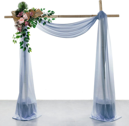 VDS Pack of 1 Panel (30 Inch X 50 Feet) Wedding Arch Draping Fabric Sheer Chiffon Fabric Drapery for Wedding Ceremony Reception Swag Backdrop Canopy Chuppah ARBO Altars Decoration (Dusty Blue)