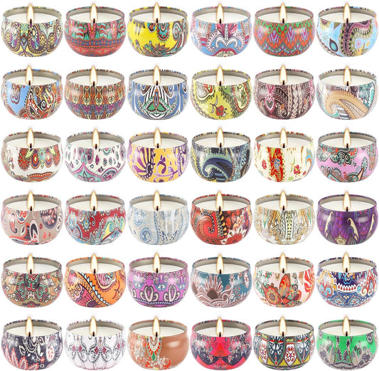 Scented Candles Gifts Set 36 Pack Soy Wax Travel Tin Jar Candles for Home 2.5 OZ Scented Candles for Mom for Christmas, Birthday, Thanksgiving, Mother's Day