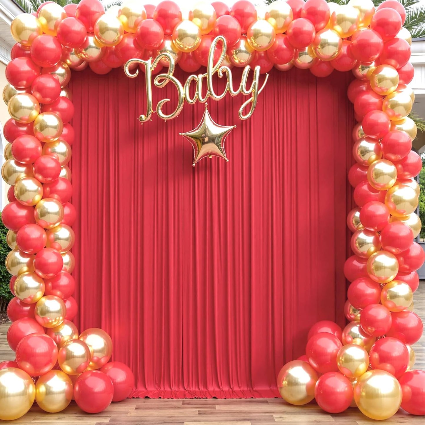 40×12ft Wrinkle Free Red Backdrop Curtain for Wedding Parties,8 Panels 5×12ft Long Soft Silky Polyester Backdrop Drapes Red Photo Back Drop Curtains for Photography Stage Christmas Background Cloth