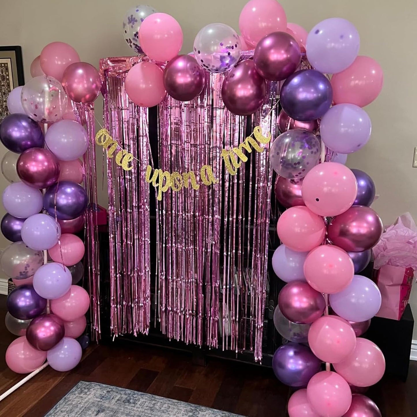 Pink and Purple Balloons, 60 Pcs 12 Inch Pastel Metallic Purple Pink Confetti Balloons with Magenta Balloon for Girls Women Birthday Baby Shower Bridal Shower Wedding Princess Party Decorations