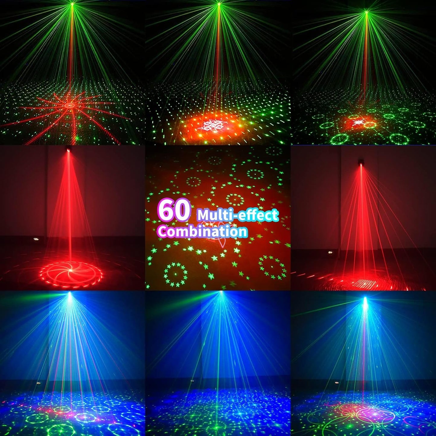 POCOCO DJ Disco Stage Party Lights - Battery Powered Laser Light - Sound Activated Strobe Projector for Christmas Halloween Decorations Karaoke Pub KTV Bar Dance Gift Birthday Wedding