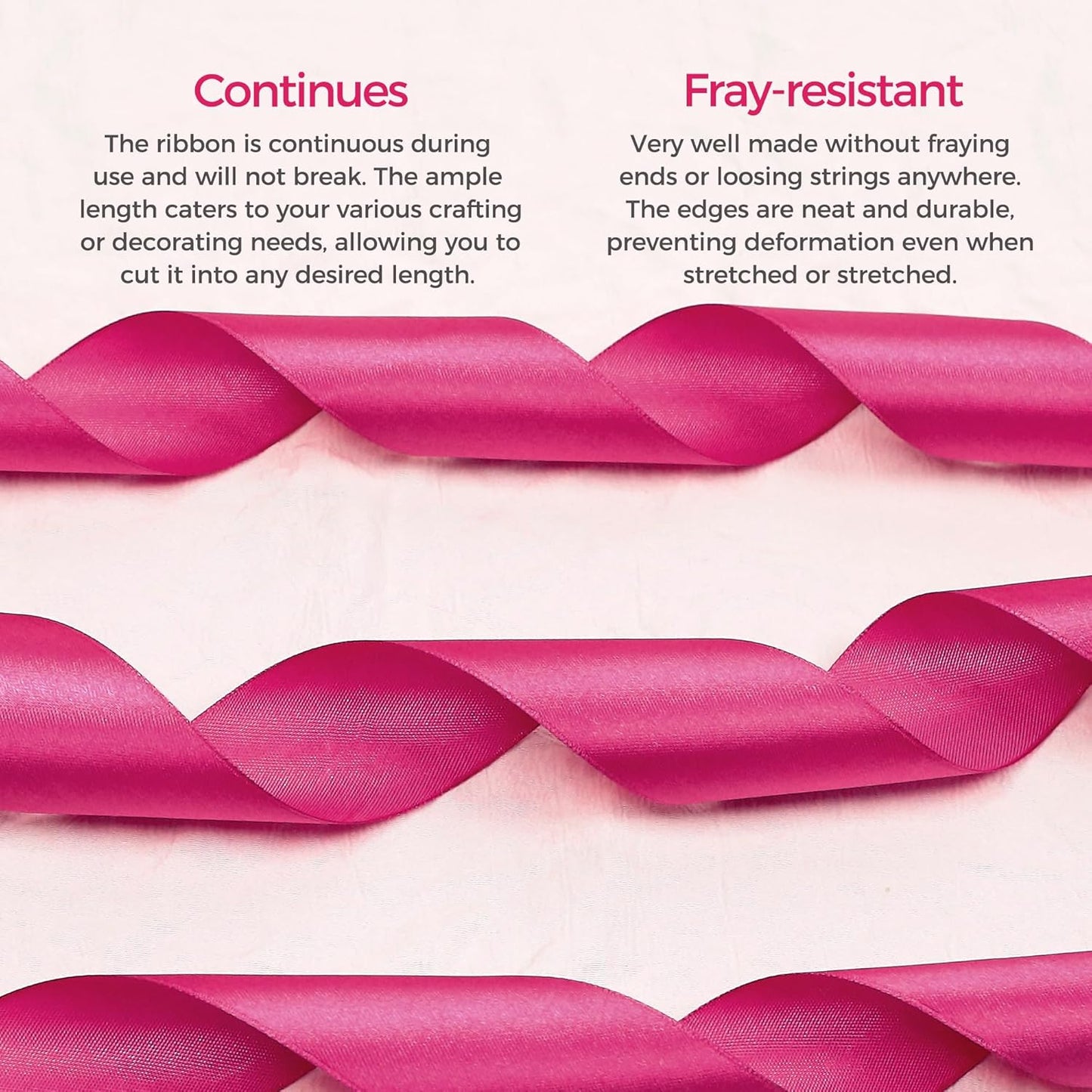 Rose Red Satin Ribbon 1-1/2 inch X Continuous 50 Yards, Single Face Polyester Ribbon Perfect for Gift Wrapping, Flower Bouquet, Wedding Decor, Crafts, Bow Making, Sewing and More