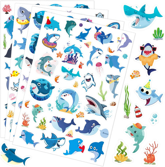 Cool Shark Stickers 755 Count Ocean Sea Animal Tropical Fish Shark Adhesive Decal Stickers for Boys Girls Birthday Invitations Under The Sea Party Goodie Gifts Bags Sticker Decor Class Rewards