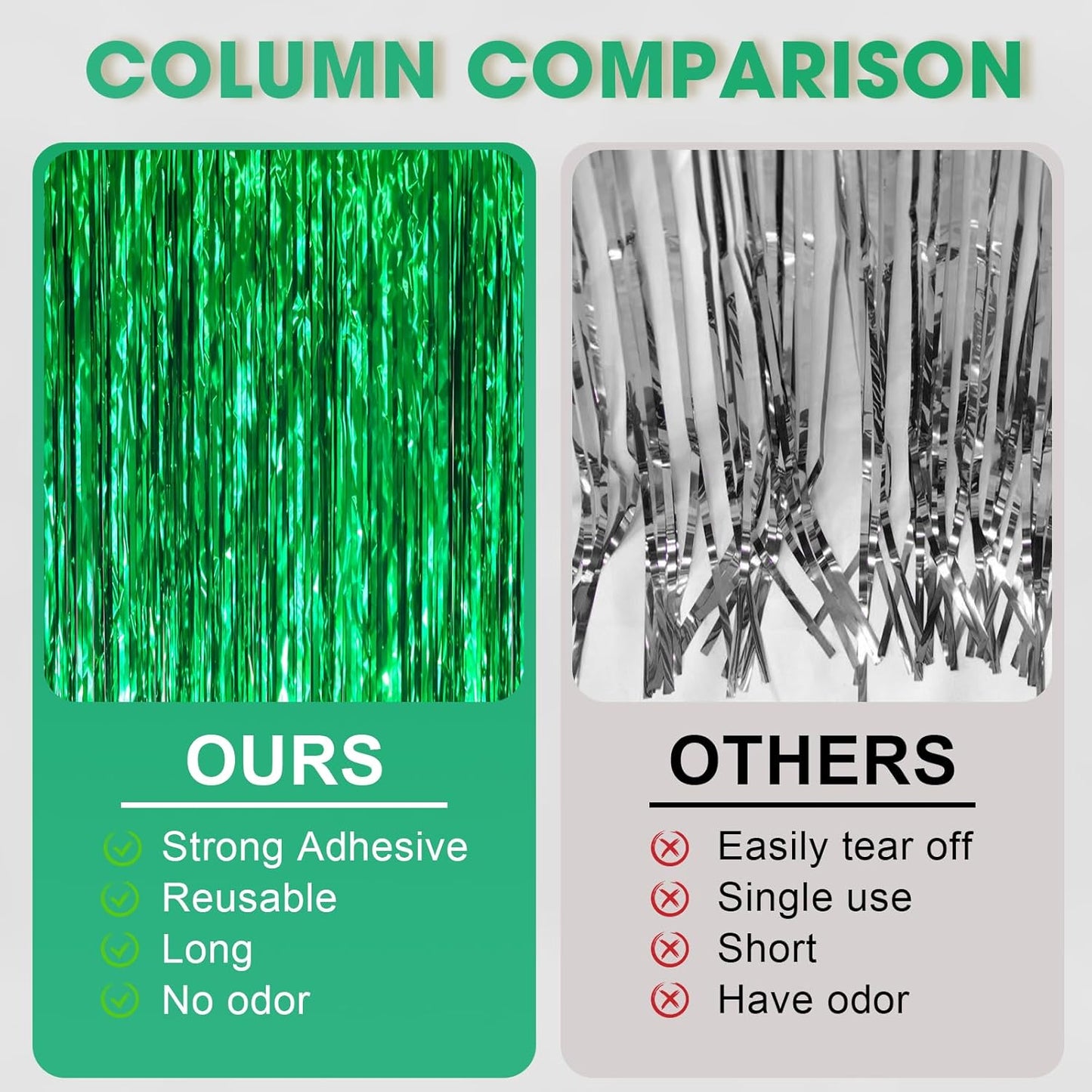 3 Pack 3.3 x 6.6 ft Green Foil Fringe Backdrop Curtains, Tinsel Streamers Party Decorations, Fringe Backdrop for Birthday, Dinosaur, St Patrick's Day, Soccer, Christmas