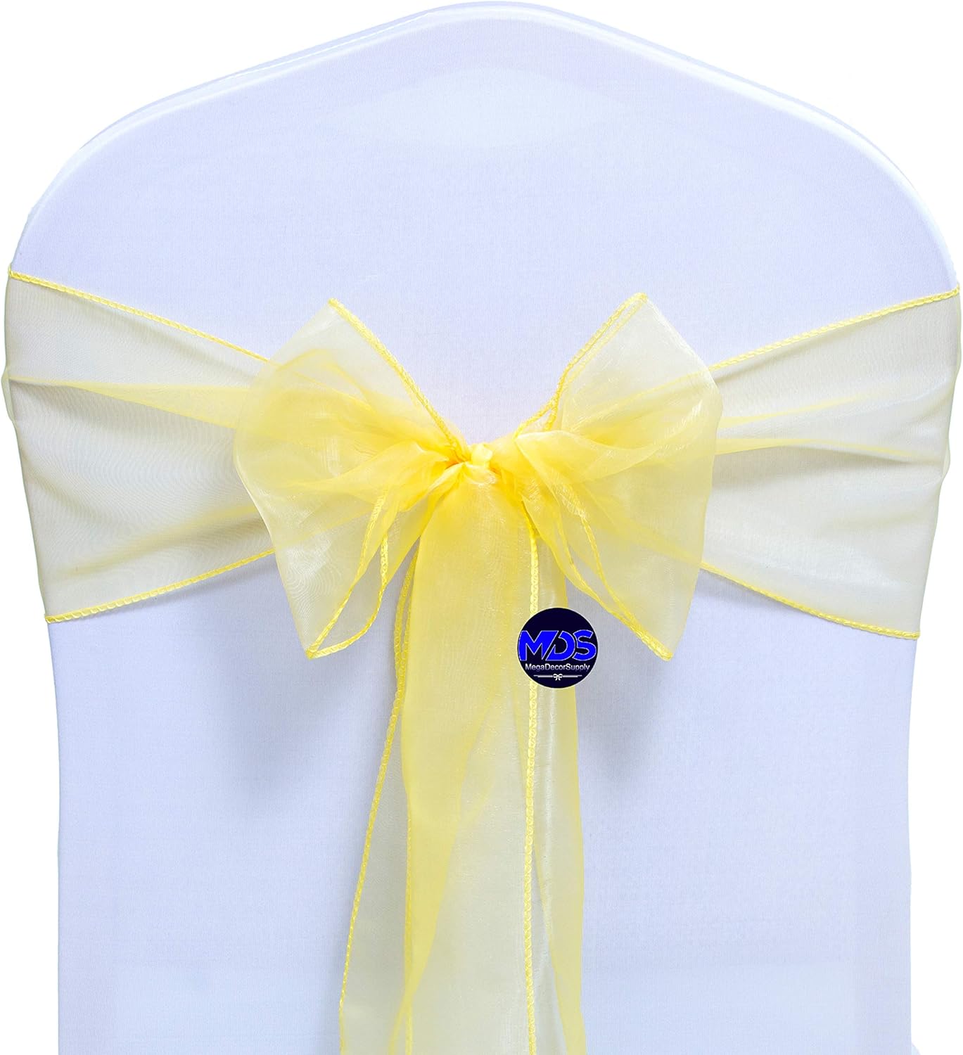 MDS Pack of 250 PCS Organza Chair Sashes Wider Dining Chair Bows Ribbon Tie Back for Wedding Party Birthday Bridal Shower Reception Event Banquet Home Chair Cover Decoration - Yellow