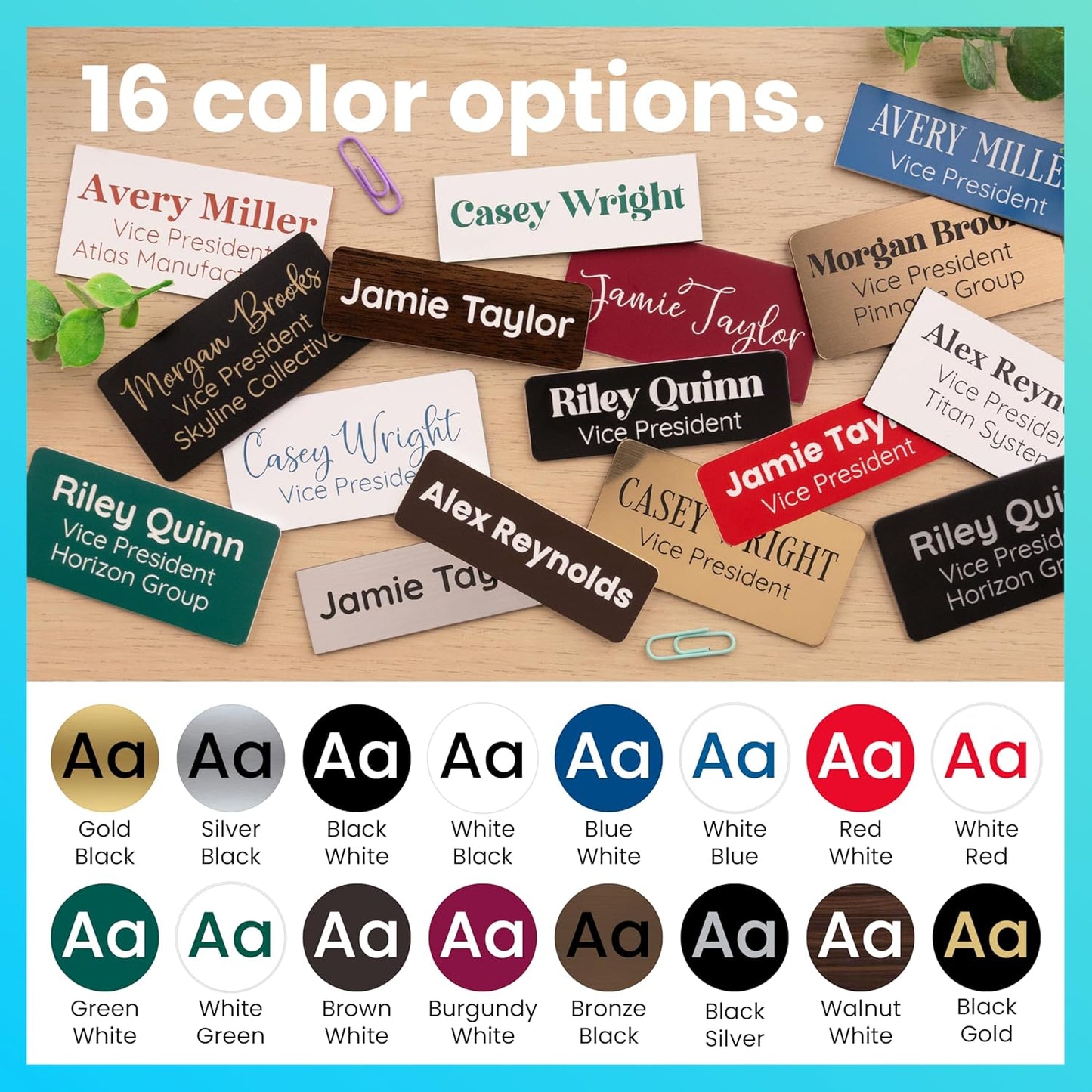 ExcelMark Custom Name Tag - Engraved Name Badge with Pin or Magnetic Backing, 16 Colors, 6 Fonts, and 2 Sizes to Choose from (Red w/White Letters, 1.5"x 3")