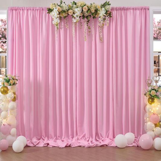 10ft x 10ft Thick Pink Backdrop Curtains for Parties, 2 Panels 5ft x 10ft Non See Through Pink Polyester Wedding Drapes Photo Backdrop for Birthday Party Graudation Photography Home Decor