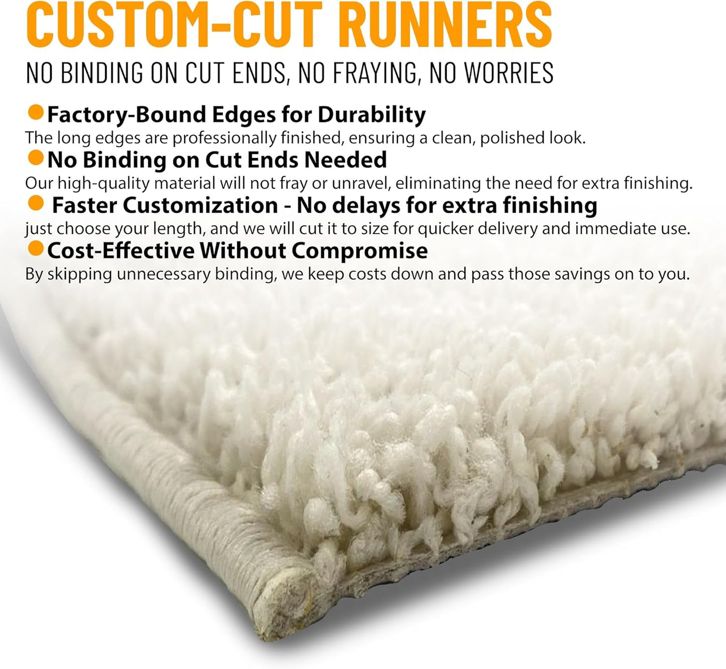 Ottomanson 3' x 20' Shaggy Runner Rug - Plush & Cozy Non-Slip Carpet for Bedroom, Living Room, Bathroom & Entryway - Durable & High-Traffic Friendly for Hallways & Dorms, Cream