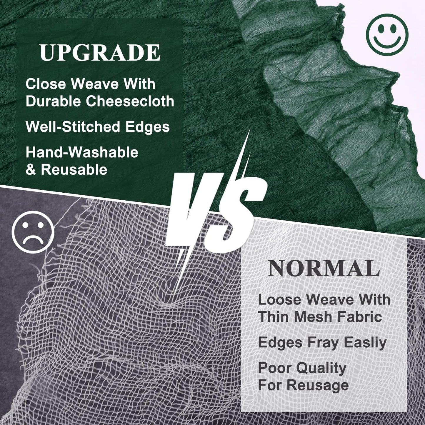 Asee'm 2PCS Table Runner Cheesecloth 10FT Emerald Green Boho Gauze Fabric Rustic Sheer Cheese Cloth Runners for Wedding Bridal Shower Party Spring Easter Decoration