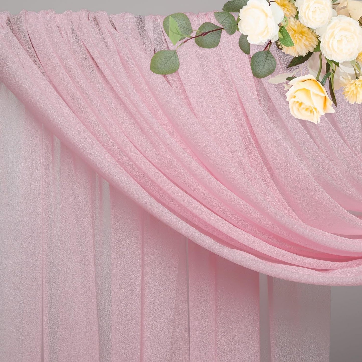 Wokceer Wedding Arch Draping Fabric 28.7" x 20FT Blush Pink Sheer Fabric Backdrop Arch Draping for Wedding Ceremony Birthday Party Bridal Shower Decoration