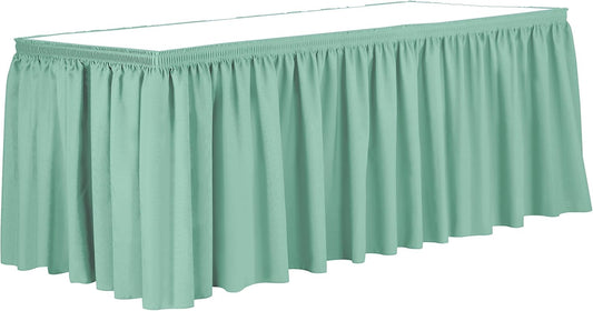 Ultimate Textile Pleat Polyester Fabric Table Skirt - Machine Washable Flame Resistant with Clips for Events, Weddings & Trade Shows, Cut & Sewn in Paterson, NJ - Mint, 7' Shirred Pleat