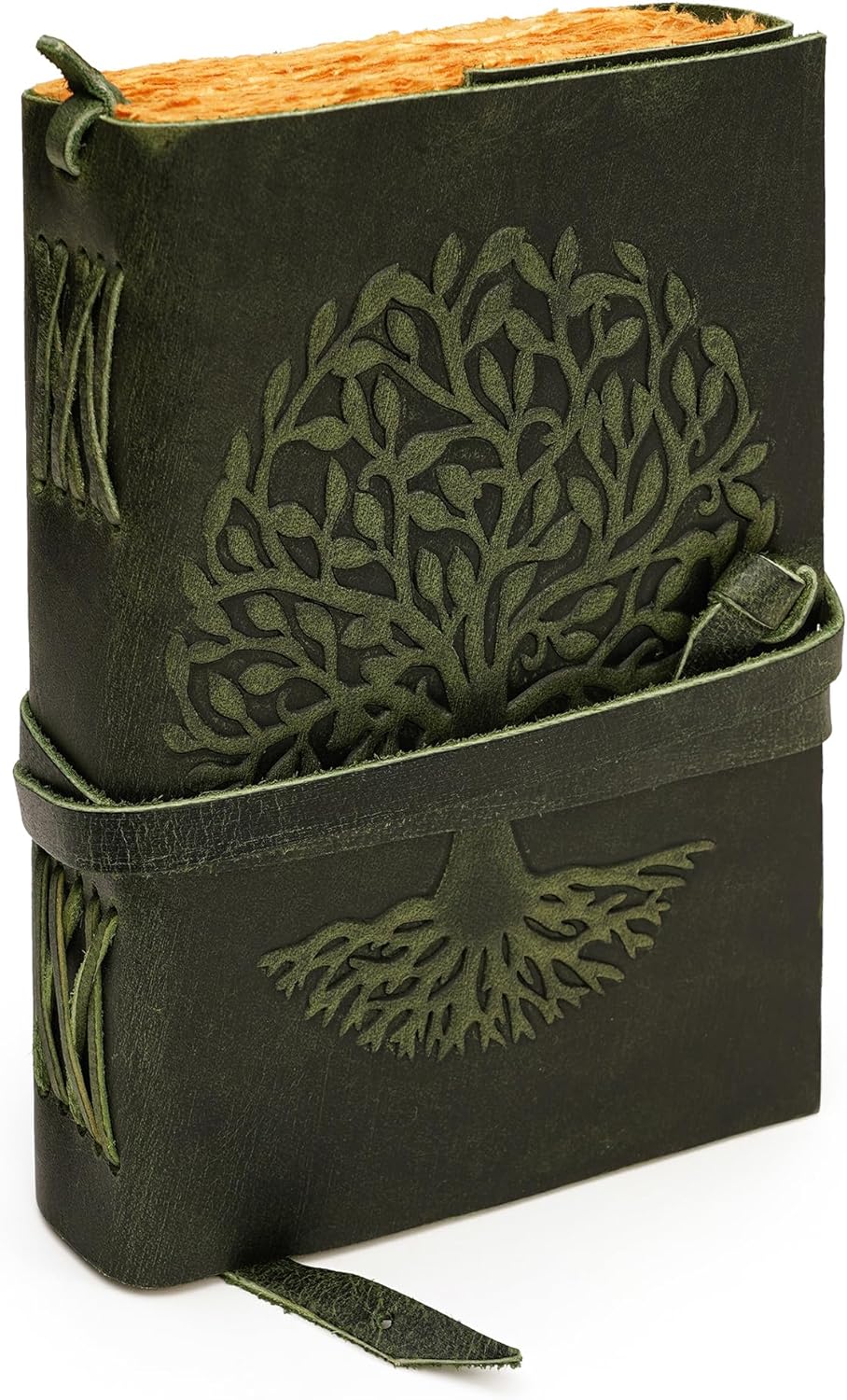 LUXEORIA Tree Of Life Leather Journal for Women and Men, Handcrafted Leather Journal for Writing Womens, Sketchbook, Travel Diary with Unlined Deckle Paper, Dark Green 6x8