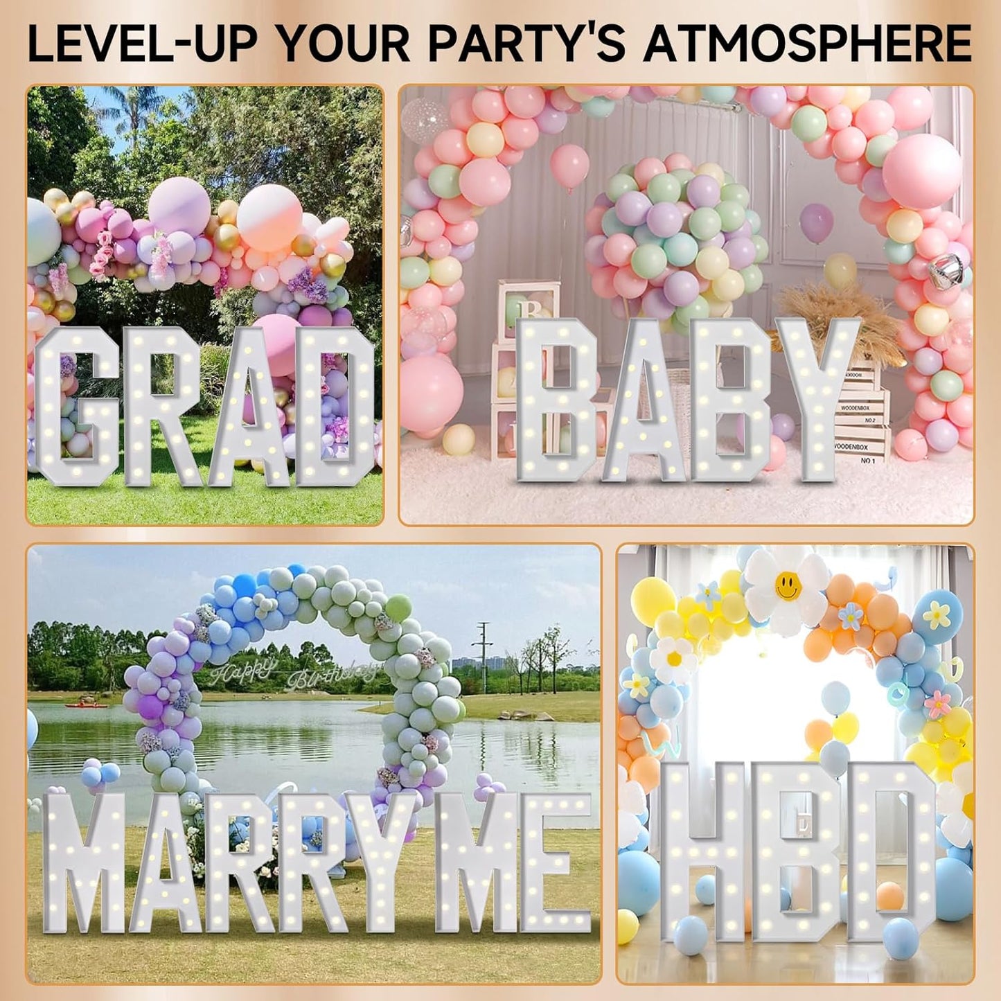 EUFONY Marquee Letters 4 Feet Tall, 4 FT Marquee Light Up Letters, Giant Light Up Letters 4FT for Birthday Party Baby Shower Gender Reveal Graduation Prom Decorations, Letter M with LED Lights DIY Kit