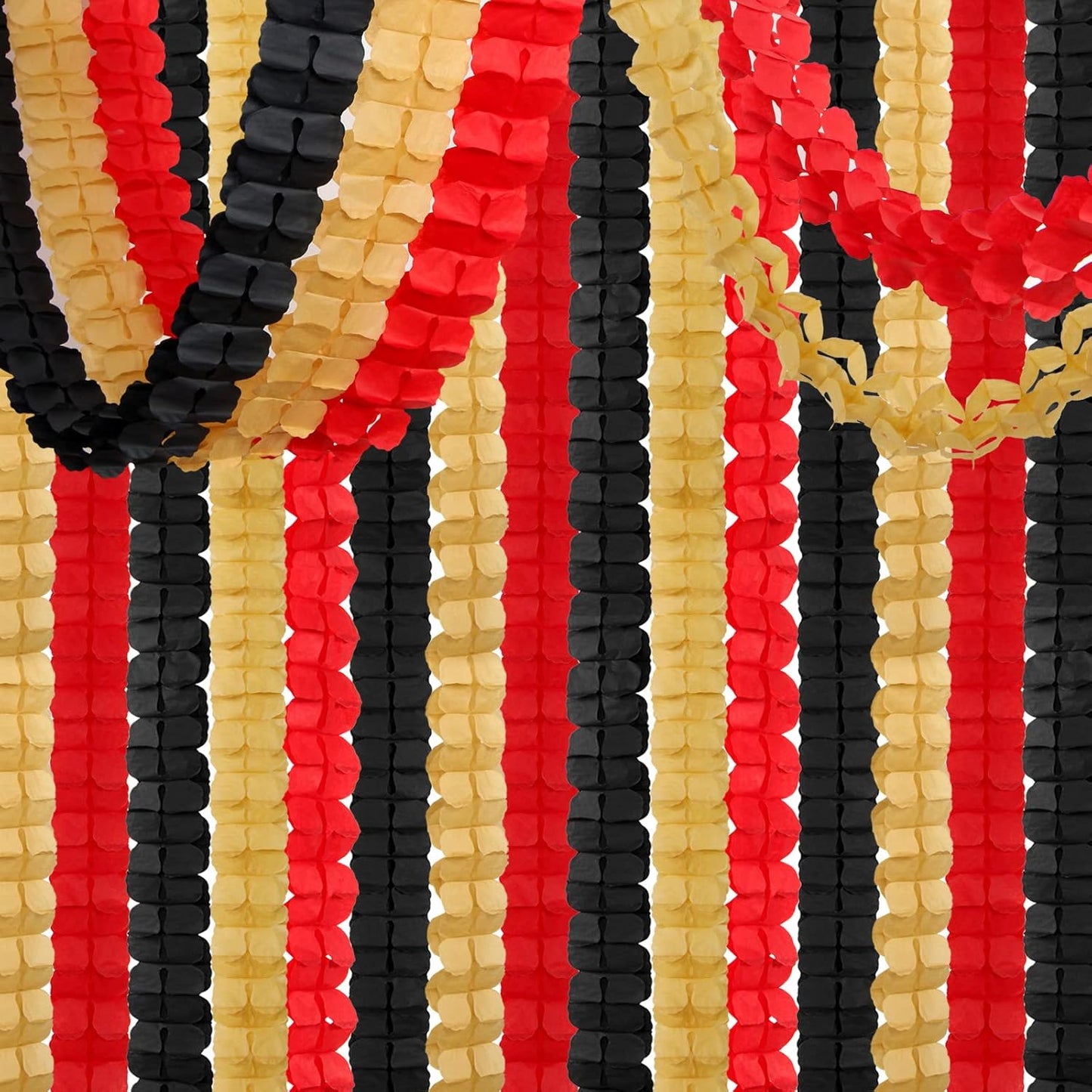 Red-Black Gold Party-Decorations Streamers Garland - 12pcs Casino-Theme Graduation 2025 4-Leaf Clover Paper Streamer,Game Night Wedding Birthday Baby Bridal Shower Banners Decor Ouruola