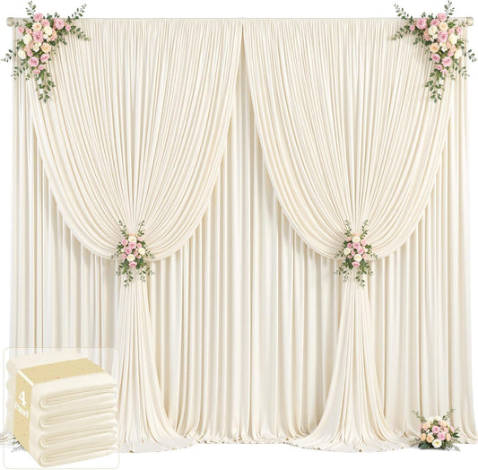 20ft x 12ft Champagne Backdrop Curtains Wrinkle Free Backdrop Curtain for Wedding Parties Fabric Backdrops Drapes Back Drop Cloth Bridal Shower Stage Curtains Wedding Decorations for Reception