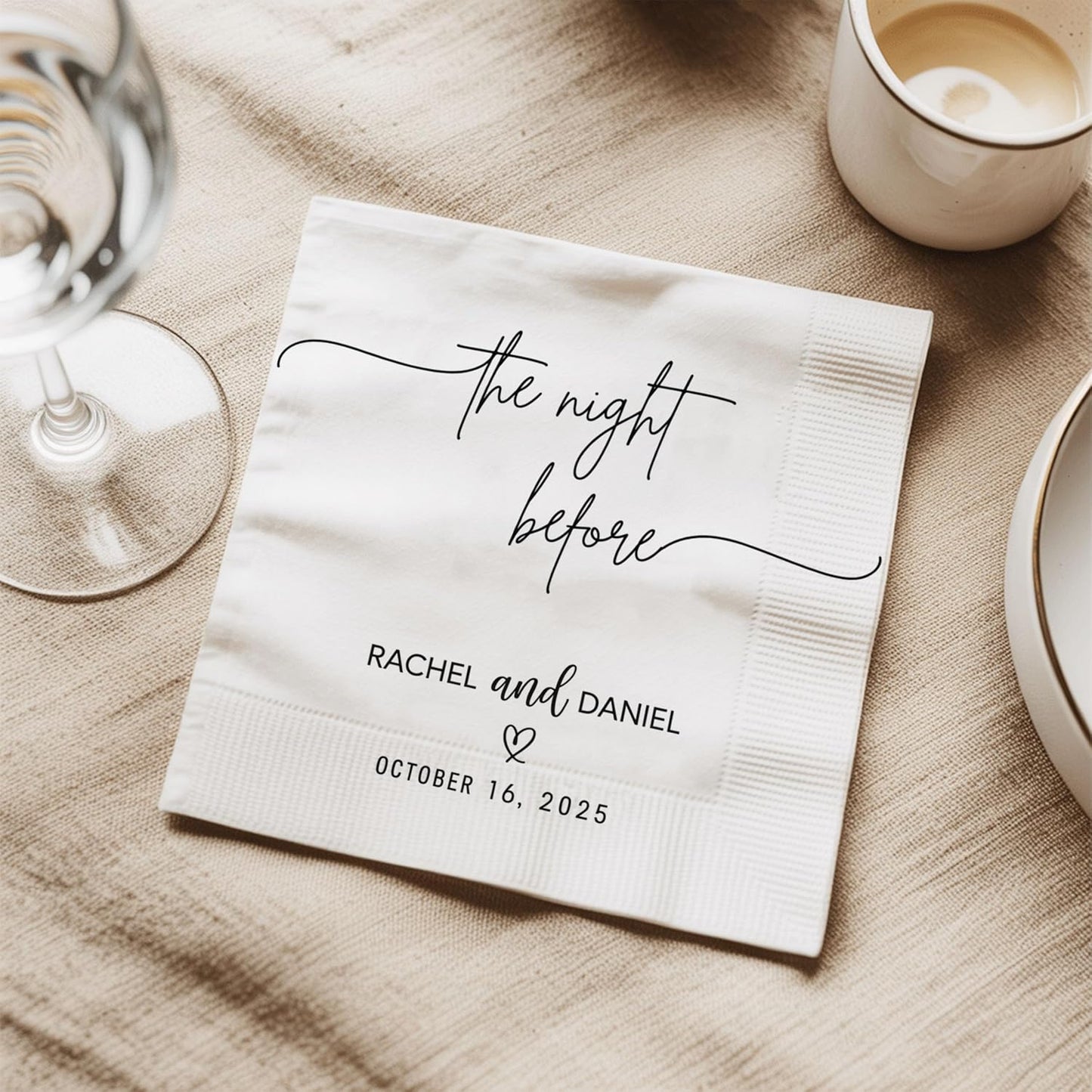 Luxury Personalized Rehearsal Dinner Napkins, Custom Rehearsal Dinner Decor, Bachelorette Napkins, Custom Cocktail Napkin, Beverage Luncheon Cocktail Napkin For Reception, Bridal Shower