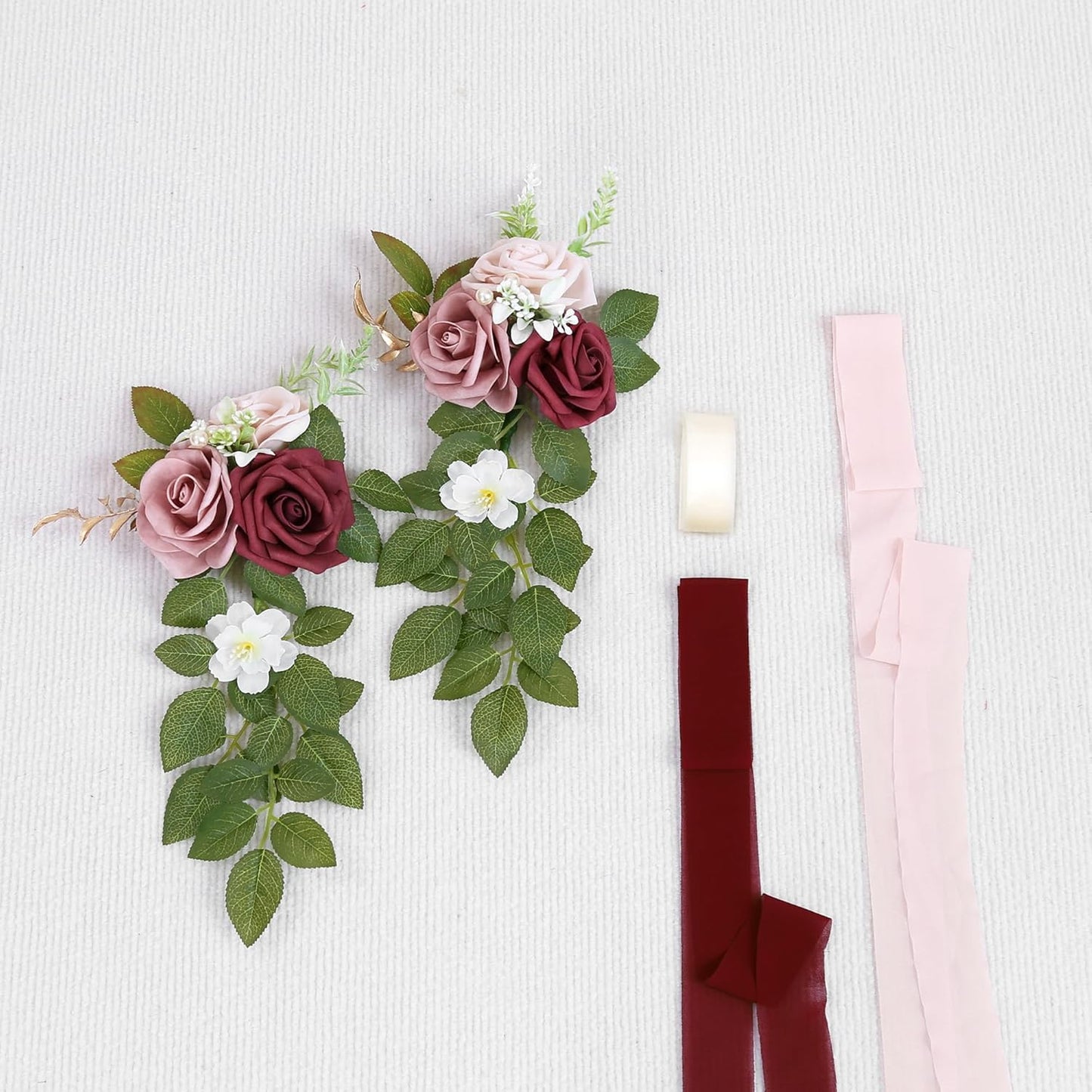10 Wedding Aisle Decorations for Ceremony - Burgundy Chair Flowers for Aisle Decor - Church Pew Decorations