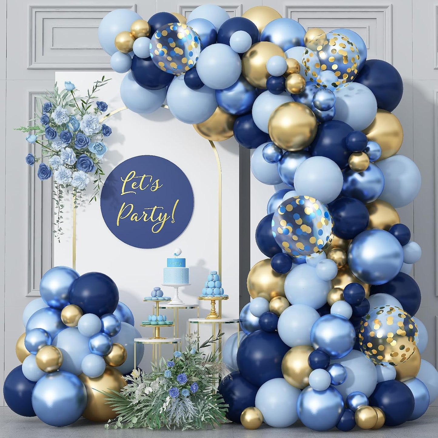 Blue and Gold Balloons,65pcs 12 inch Navy Blue Balloon Metallic Blue Gold Confetti Balloons for Graduation,Birthday, Wedding, Bridal Shower, Baby Shower Party Decorations