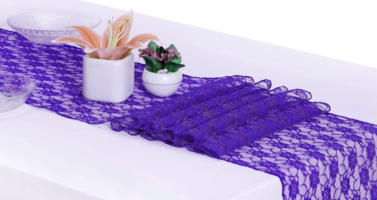 MDS Pack of 25 Wedding 12 x 108 inches Lace Table Runner for Wedding, Decorations for Birthday Parties, Banquets, Graduations, Engagements, and Runners fit Rectangle, Round Table- Royal Blue