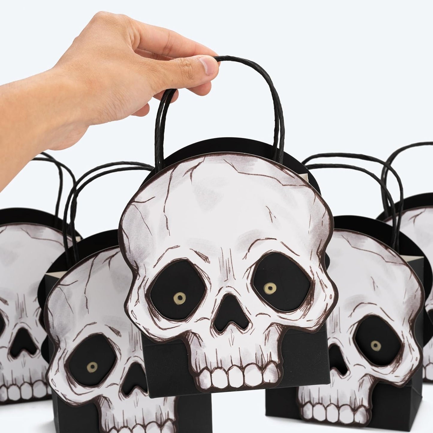 Cheerland Halloween Skull Gift Bag Party Favor Bags Party Decorations Halloween Trick or Treat Goodie Bags Skeleton Birthday Decor Gothic Spooky Gift Candy Kids First Monster Bash Decorations