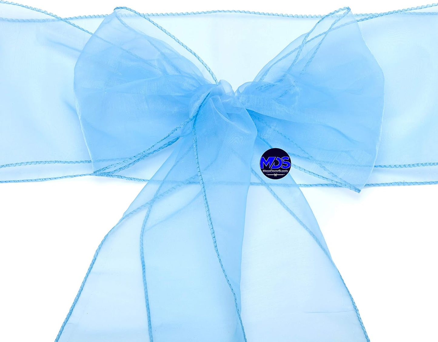 MDS Pack of 75 PCS Organza Chair Sashes Wider Dining Chair Bows Ribbon Tie Back for Wedding Party Birthday Bridal Shower Reception Event Banquet Home Chair Cover Decoration - Baby Blue