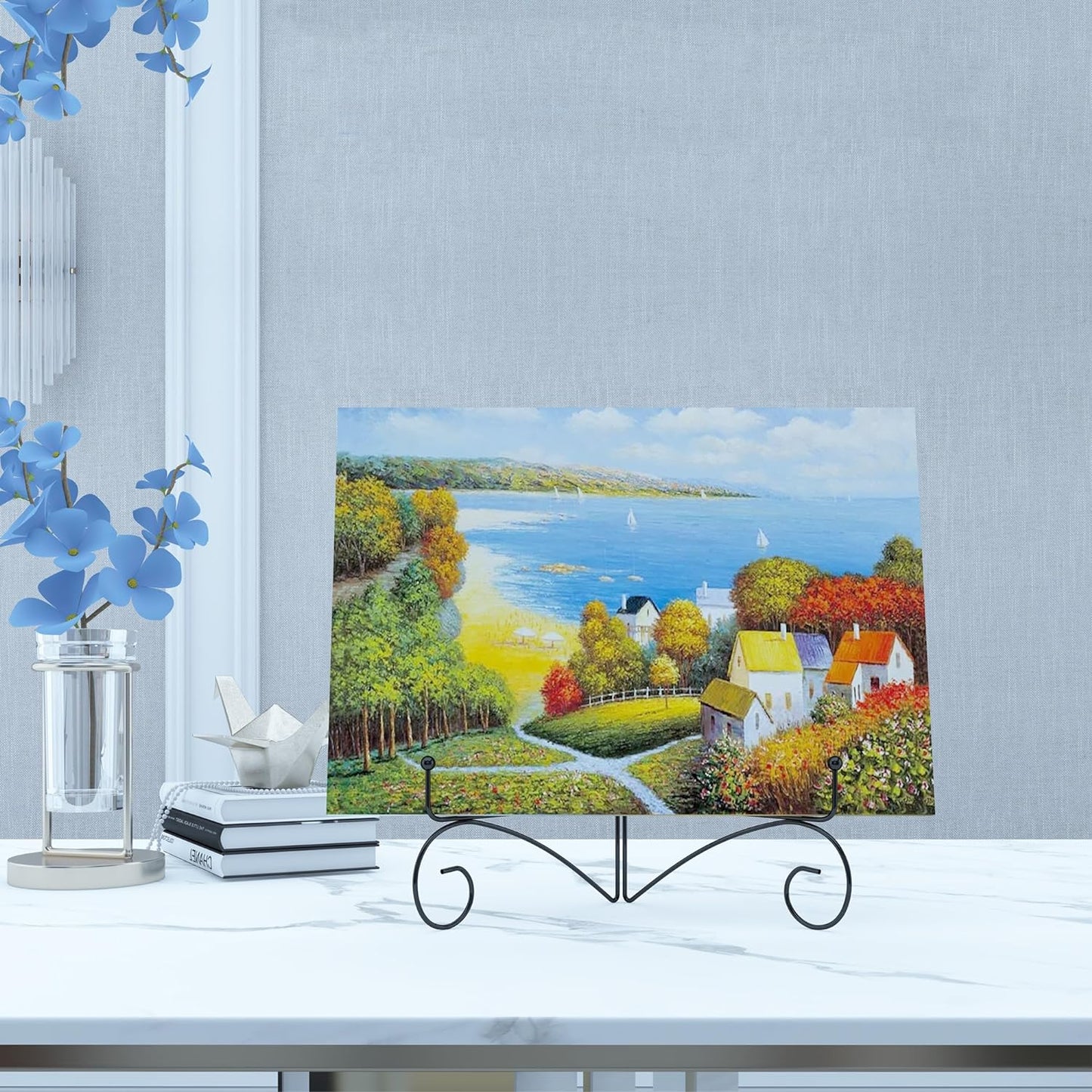 Plate Stand for Display with Hinged Folding Design, 6 Inch Picture Stands for Tables, Small Easels for Displaying Book, Art Piece, Photo and Platter, 6’’ Black, 2-Pack