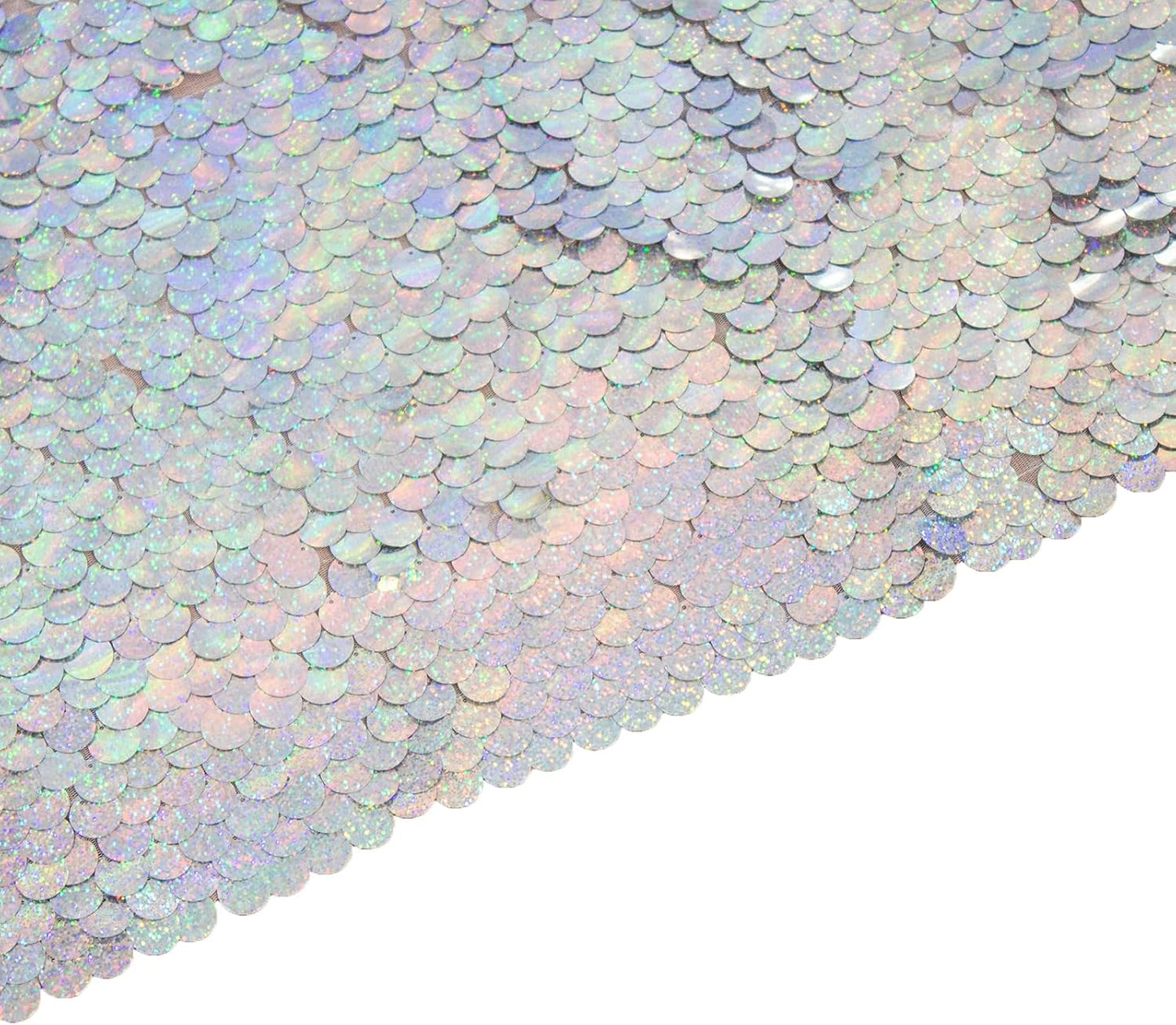 JYFLZQ Iridescent Silver Payette Sequin Backdrop Curtains 8ft x 8ft 1 Panel Glitter Thick Shimmer Backdrop Background Photo Booth Backdrops for Parties