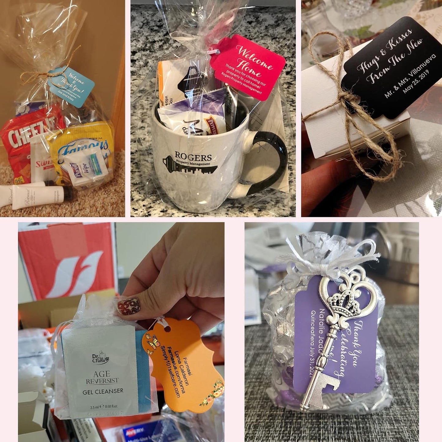 Custom Hang Tags, Personalized Logo Text Price Tags Kraft & Paper Gift Tags with Jute for Jewelry Crafts Wedding Birthday Celebrating Christmas Day Thanksgiving, 100 Pack (1.7x2.79 INCHES)