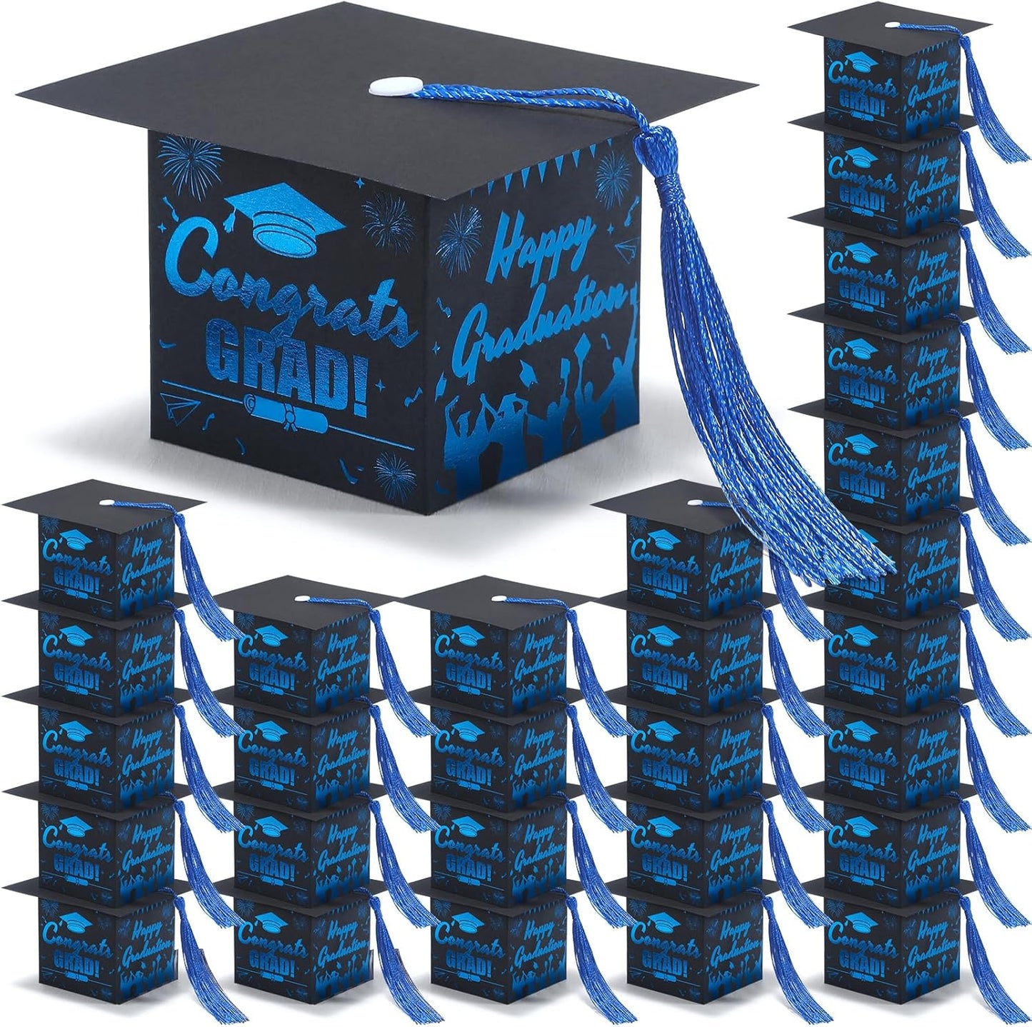 COTOPHER 36 Pack Mini Graduation Cap Gift Boxes with Tassel, Class of 2025 Graduation Candy Boxes Centerpieces for Tables Party Decorations, Small Treat Chocolate Box Graduate Favors Supplies