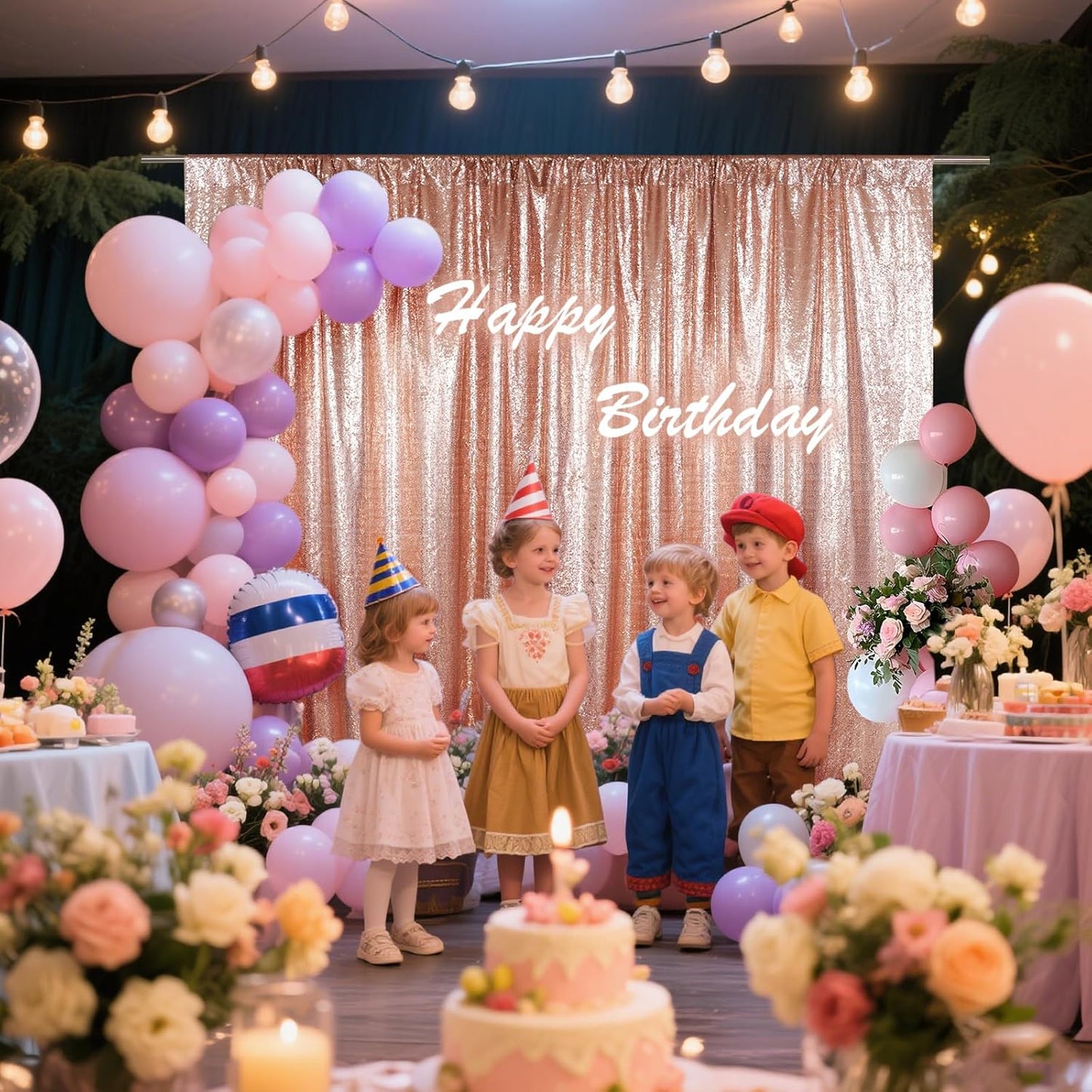 SquarePie Sequin Backdrop Curtain Not See Through Thick Background for Party 4FT x 8FT Rose Gold