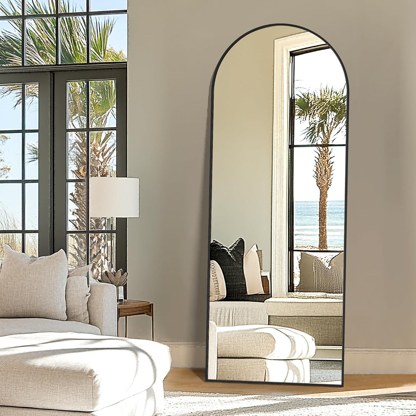 Arched Full Length Mirror, 56"x20" Gold Standing Body Mirror for Wall, with Aluminum Alloy Frame for Bedroom, Living Room, Dressing Room