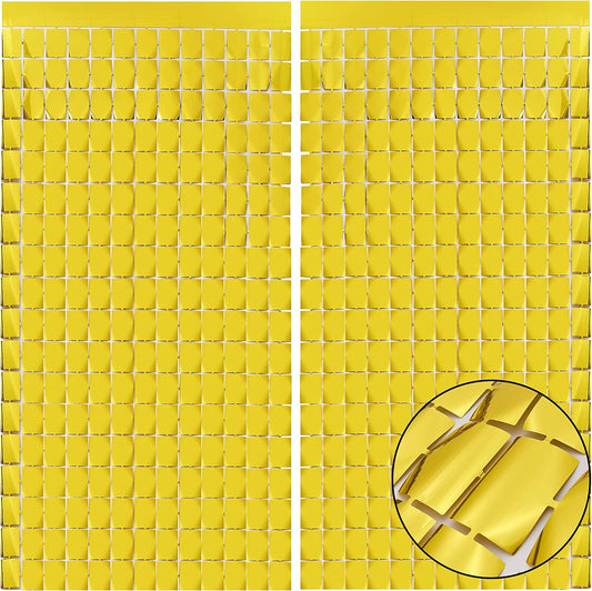 PADELO Gold Shimmer Wall Backdrop, Square Backdrop Curtain, 2Pcs 3.3x6.6 Feet Gold Streamer Backdrop for Party Decorations