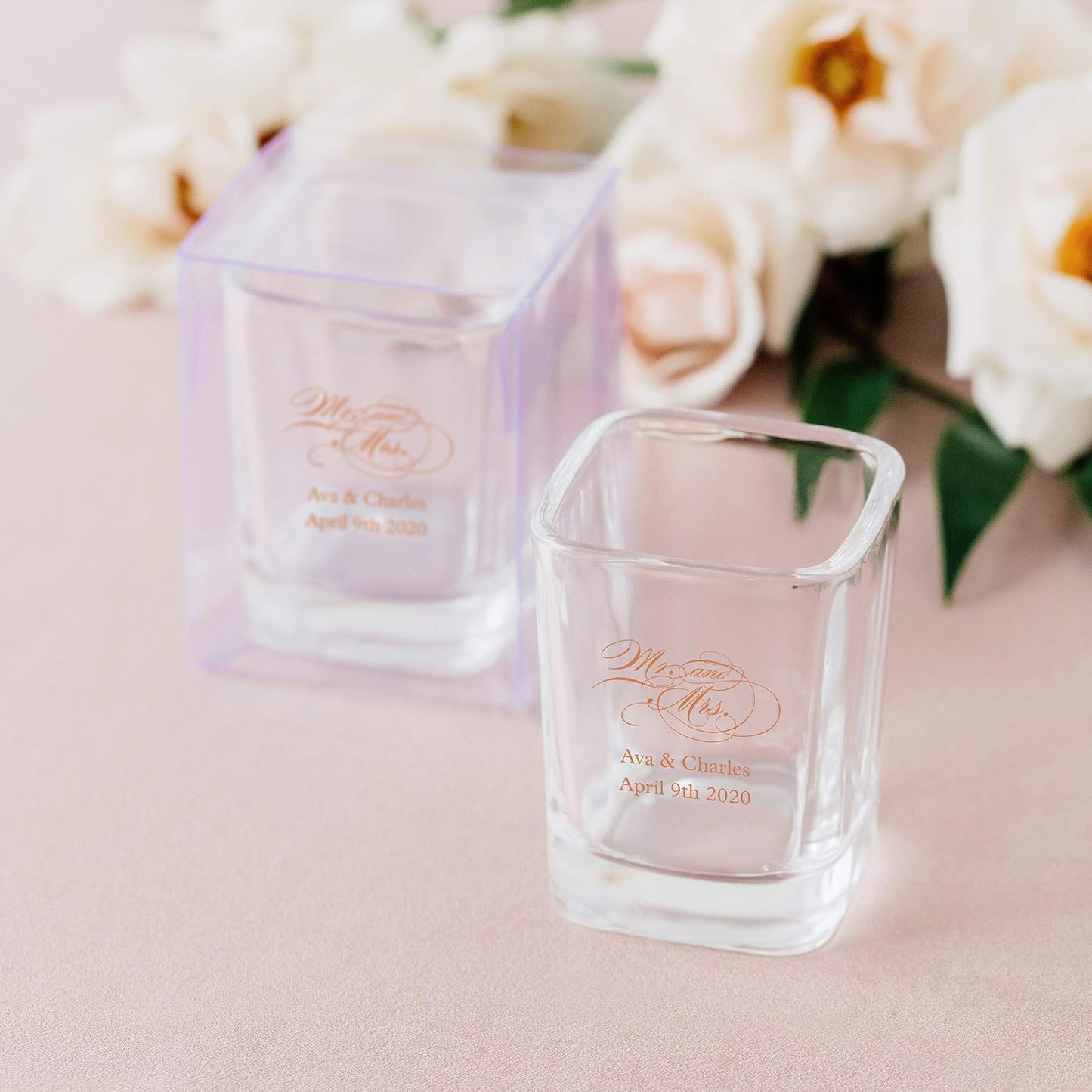 WEDDINGSTAR Personalized 2oz Square Shot Glass Customizable Full Color Print - 132 pack