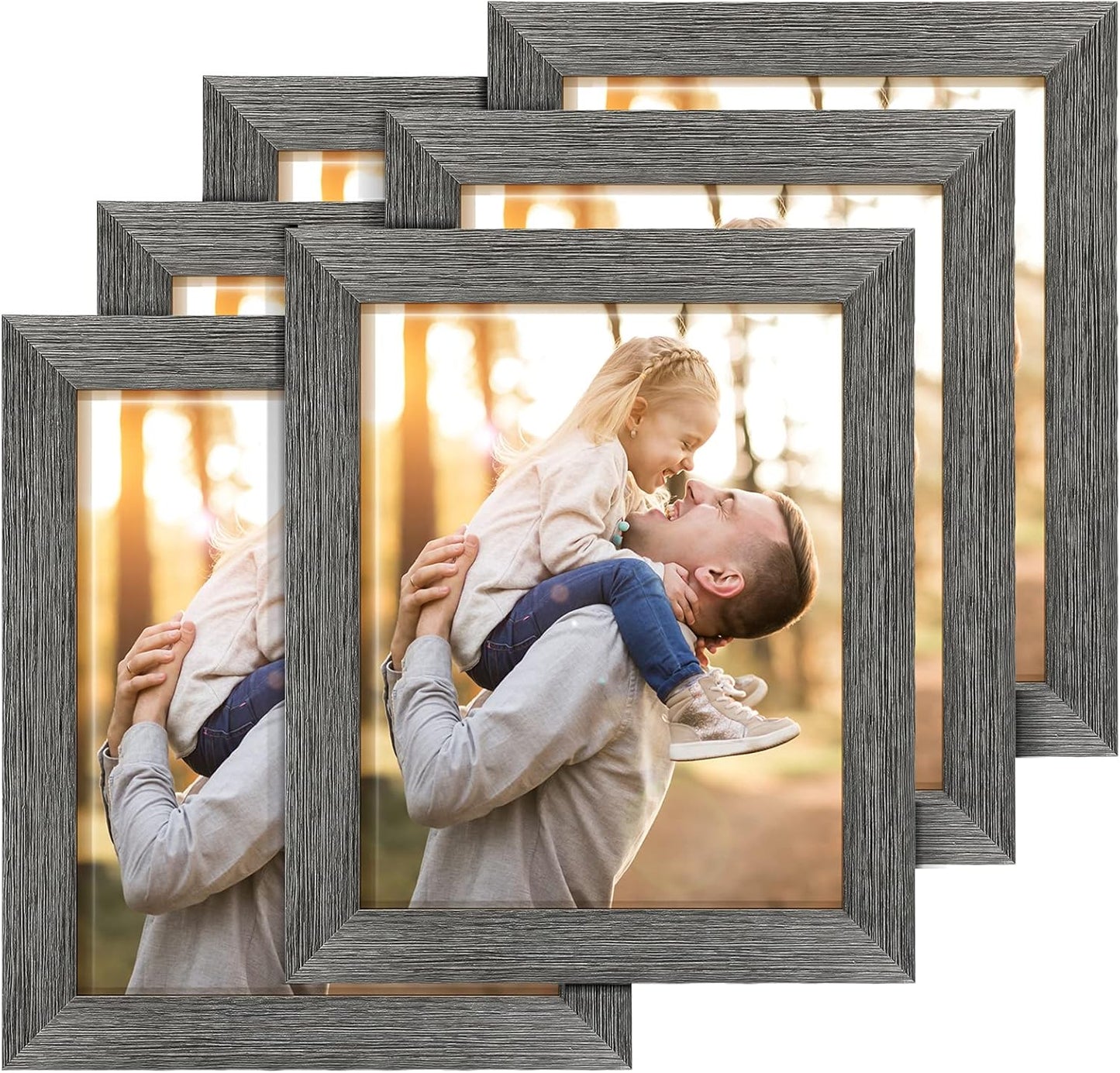 TWING 8 X 10 Picture Frames Set of 6, Rustic Grey Farmhouse Collage Photo Frames Gallery Wall Frame Set for Table Top and Wall Display